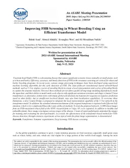 Improving FHB Screening in Wheat Breeding Using an Efficient Transformer
  Model