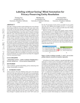 Labeling without Seeing? Blind Annotation for Privacy-Preserving Entity Resolution