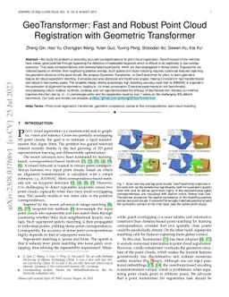 GeoTransformer: Fast and Robust Point Cloud Registration with Geometric
  Transformer