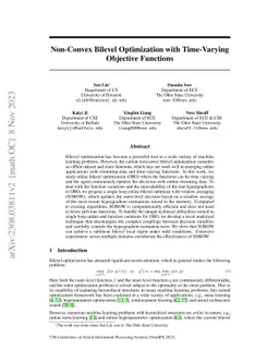 Non-Convex Bilevel Optimization with Time-Varying Objective Functions