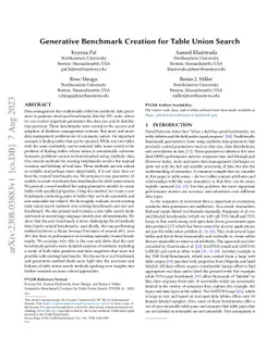 Generative Benchmark Creation for Table Union Search