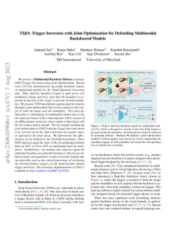 TIJO: Trigger Inversion with Joint Optimization for Defending Multimodal
  Backdoored Models