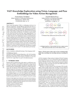 ViLP: Knowledge Exploration using Vision, Language, and Pose Embeddings
  for Video Action Recognition