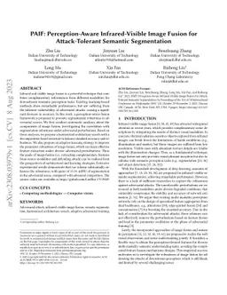 PAIF: Perception-Aware Infrared-Visible Image Fusion for Attack-Tolerant
  Semantic Segmentation