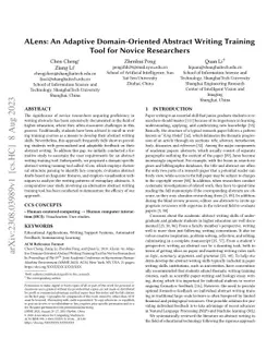 ALens: An Adaptive Domain-Oriented Abstract Writing Training Tool for
  Novice Researchers