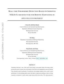 Real-time Strawberry Detection Based on Improved YOLOv5s Architecture
  for Robotic Harvesting in open-field environment
