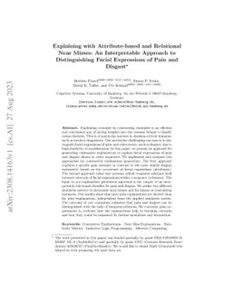 Explaining with Attribute-based and Relational Near Misses: An
  Interpretable Approach to Distinguishing Facial Expressions of Pain and
  Disgust