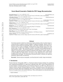 Score-Based Generative Models for PET Image Reconstruction