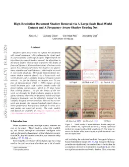 High-Resolution Document Shadow Removal via A Large-Scale Real-World
  Dataset and A Frequency-Aware Shadow Erasing Net