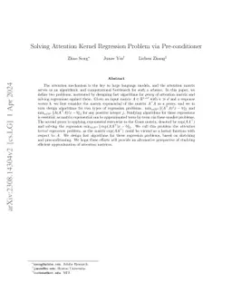 Solving Attention Kernel Regression Problem via Pre-conditioner