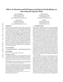 Effect of Attention and Self-Supervised Speech Embeddings on
  Non-Semantic Speech Tasks