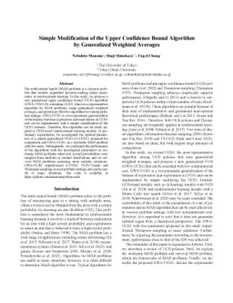 Simple Modification of the Upper Confidence Bound Algorithm by
  Generalized Weighted Averages