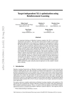 Target-independent XLA optimization using Reinforcement Learning