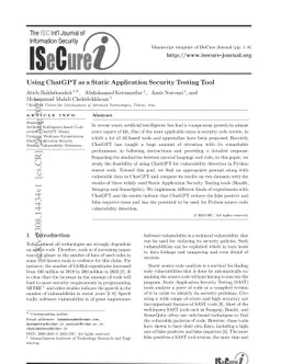 Using ChatGPT as a Static Application Security Testing Tool