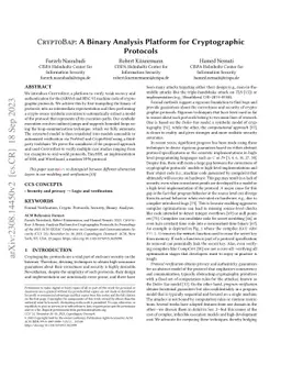 CryptoBap: A Binary Analysis Platform for Cryptographic Protocols