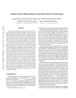 Priority-Centric Human Motion Generation in Discrete Latent Space