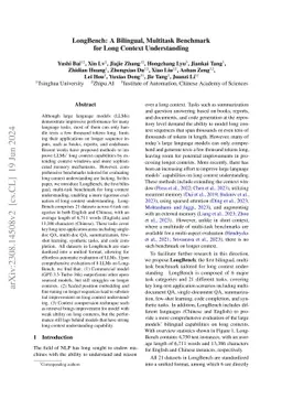 LongBench: A Bilingual, Multitask Benchmark for Long Context
  Understanding