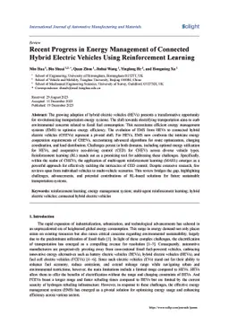 Recent Progress in Energy Management of Connected Hybrid Electric
  Vehicles Using Reinforcement Learning