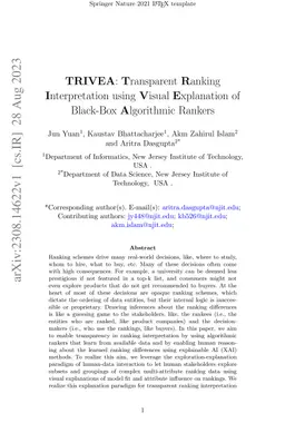 TRIVEA: Transparent Ranking Interpretation using Visual Explanation of
  Black-Box Algorithmic Rankers