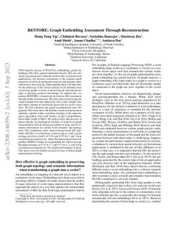 RESTORE: Graph Embedding Assessment Through Reconstruction