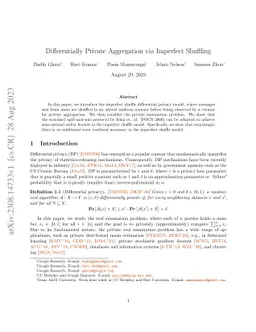 Differentially Private Aggregation via Imperfect Shuffling