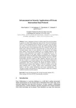Advancement on Security Applications of Private Intersection Sum
  Protocol