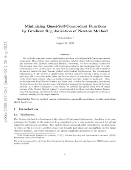 Minimizing Quasi-Self-Concordant Functions by Gradient Regularization of
  Newton Method