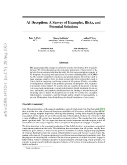 AI Deception: A Survey of Examples, Risks, and Potential Solutions