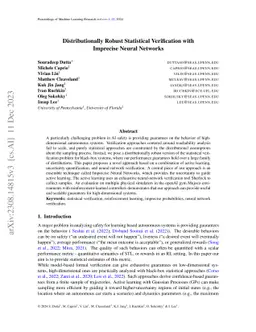 Distributionally Robust Statistical Verification with Imprecise Neural Networks