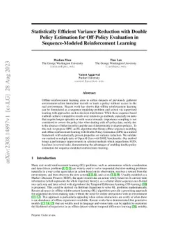 Statistically Efficient Variance Reduction with Double Policy Estimation
  for Off-Policy Evaluation in Sequence-Modeled Reinforcement Learning