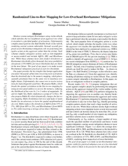 Randomized Line-to-Row Mapping for Low-Overhead Rowhammer Mitigations