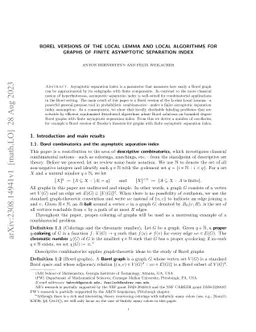 Borel versions of the Local Lemma and LOCAL algorithms for graphs of
  finite asymptotic separation index