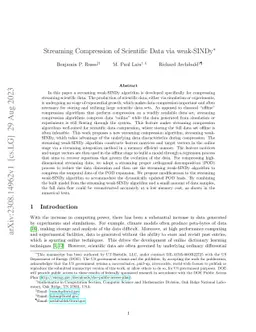 Streaming Compression of Scientific Data via weak-SINDy