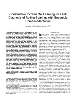 Constructive Incremental Learning for Fault Diagnosis of Rolling
  Bearings with Ensemble Domain Adaptation