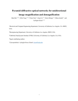 Pyramid diffractive optical networks for unidirectional magnification
  and demagnification