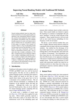 Improving Neural Ranking Models with Traditional IR Methods