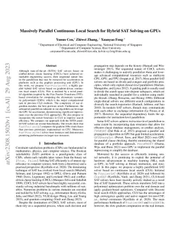 Massively Parallel Continuous Local Search for Hybrid SAT Solving on
  GPUs