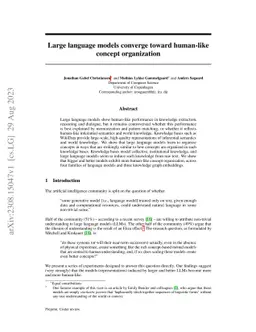 Large language models converge toward human-like concept organization