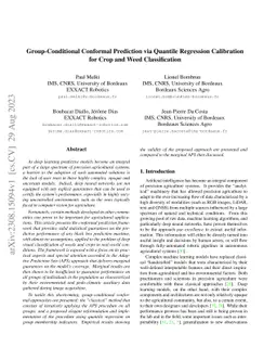 Group-Conditional Conformal Prediction via Quantile Regression
  Calibration for Crop and Weed Classification