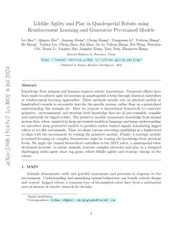 Lifelike Agility and Play in Quadrupedal Robots using Reinforcement
  Learning and Generative Pre-trained Models