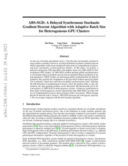ABS-SGD: A Delayed Synchronous Stochastic Gradient Descent Algorithm
  with Adaptive Batch Size for Heterogeneous GPU Clusters