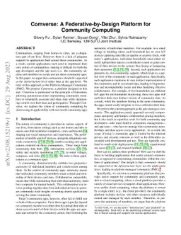 Comverse: A Federative-by-Design Platform for Community Computing