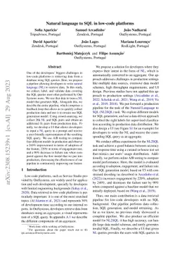 Natural language to SQL in low-code platforms