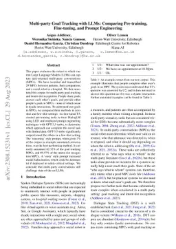 Multi-party Goal Tracking with LLMs: Comparing Pre-training,
  Fine-tuning, and Prompt Engineering