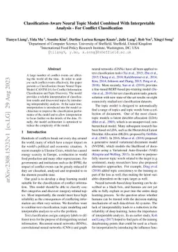 Classification-Aware Neural Topic Model Combined With Interpretable
  Analysis -- For Conflict Classification