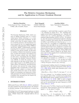 The Relative Gaussian Mechanism and its Application to Private Gradient
  Descent