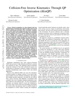 Collision-Free Inverse Kinematics Through QP Optimization (iKinQP)