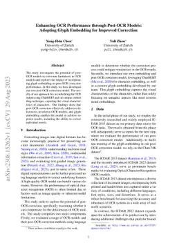 Enhancing OCR Performance through Post-OCR Models: Adopting Glyph
  Embedding for Improved Correction