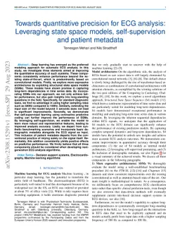 Towards quantitative precision for ECG analysis: Leveraging state space
  models, self-supervision and patient metadata