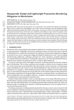 Masquerade: Simple and Lightweight Transaction Reordering Mitigation in
  Blockchains